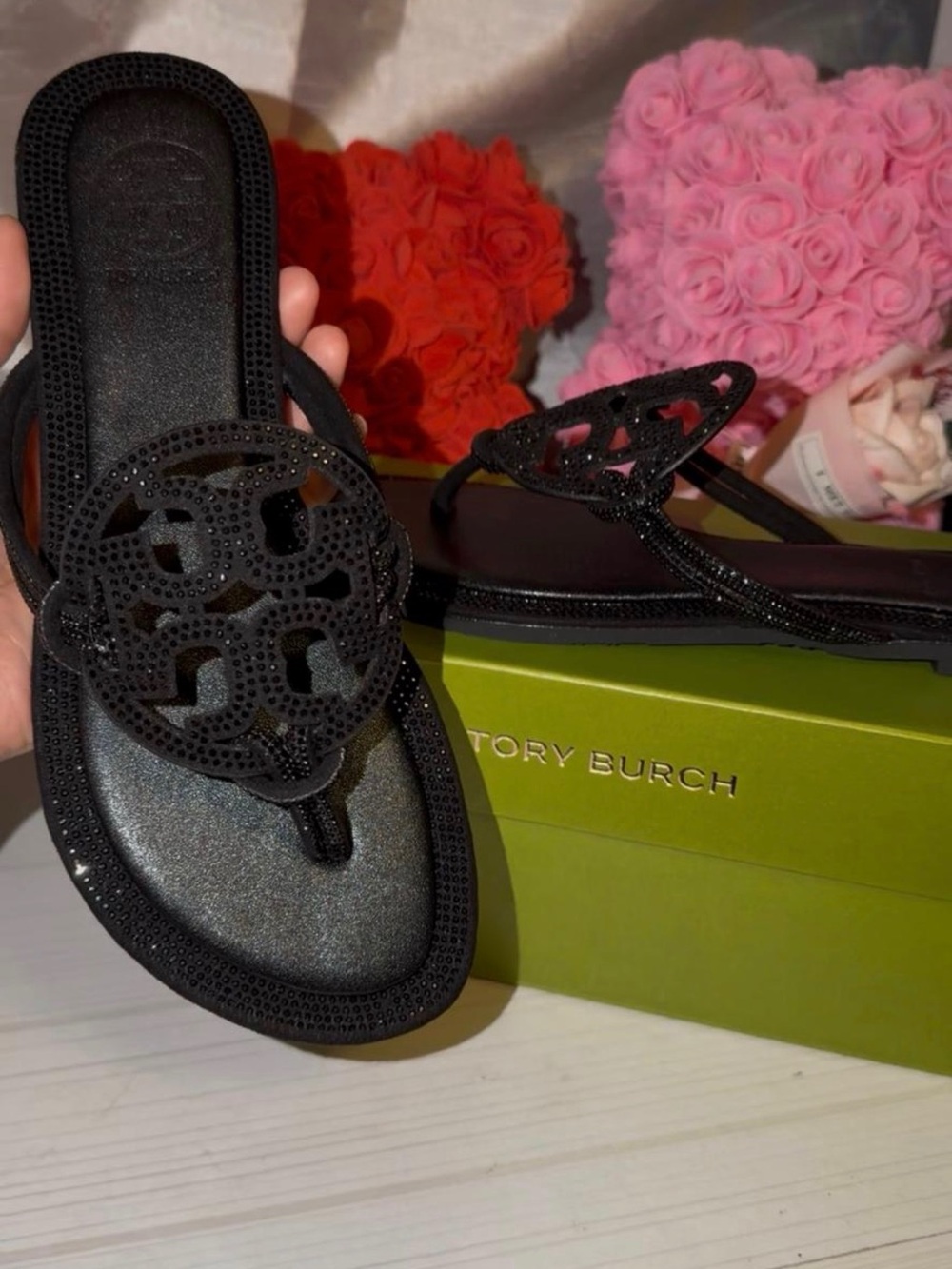 Tory Burch Black Miller Thong Sandals